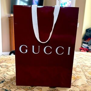 Gucci Burgundy Shopping Bag with White Handles